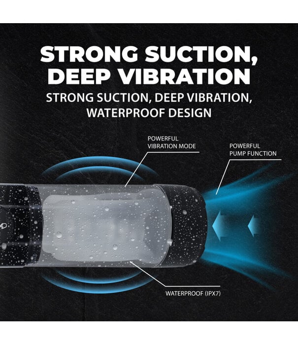 Pumped by Shots TechnoThrust - Automatische Waterdichte Masturbator Pomp - Zwart
