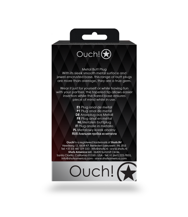 Ouch! by Shots Heart Gem Butt Plug - Medium - Gunmetal/Amethist Paars