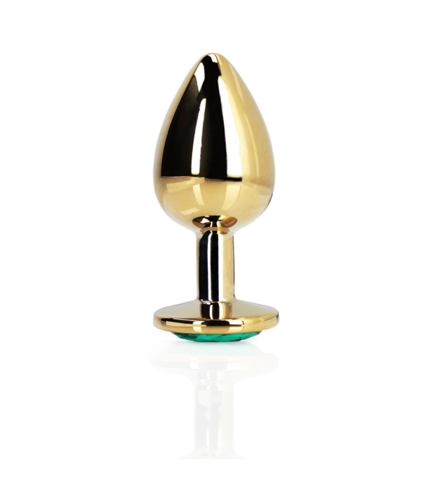 Ouch! by Shots Ronde Gem Buttplug - Medium - Goud/Emerald Groen