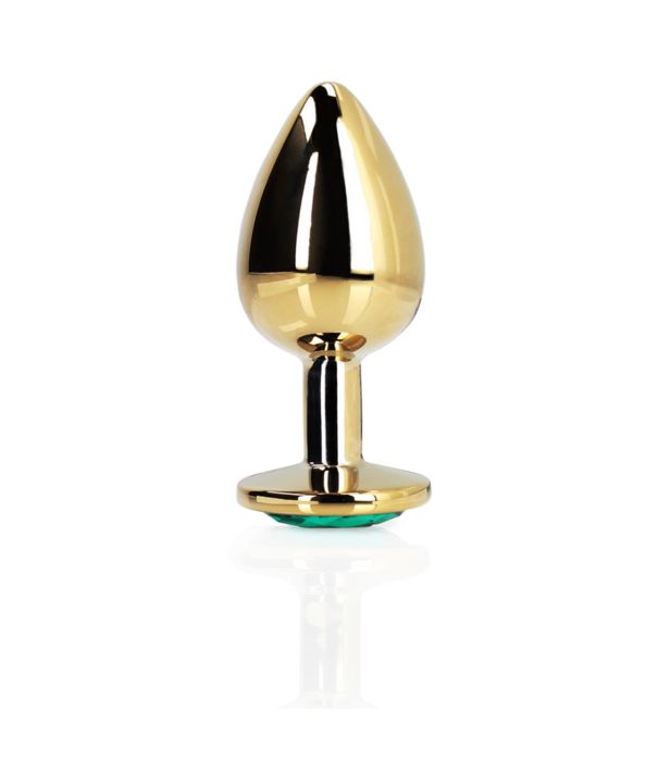 Ouch! by Shots Ronde Edelsteen Butt Plug - Klein - Goud/Emerald Groen