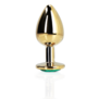 Ronde Edelsteen Butt Plug - Klein - Goud/Emerald Groen