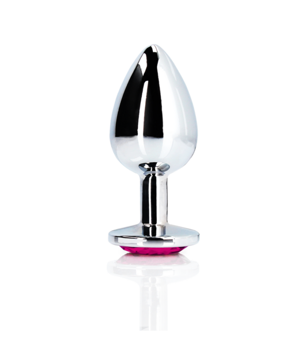Ouch! by Shots Hartje Gem Buttplug - Groot - Zilver/Rubellite Roze