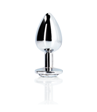 Ronde Gem Butt Plug - Medium - Zilver/Diamant