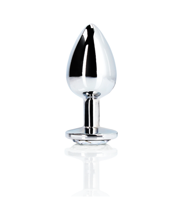 Ouch! by Shots Ronde Gem Butt Plug - Medium - Zilver/Diamant