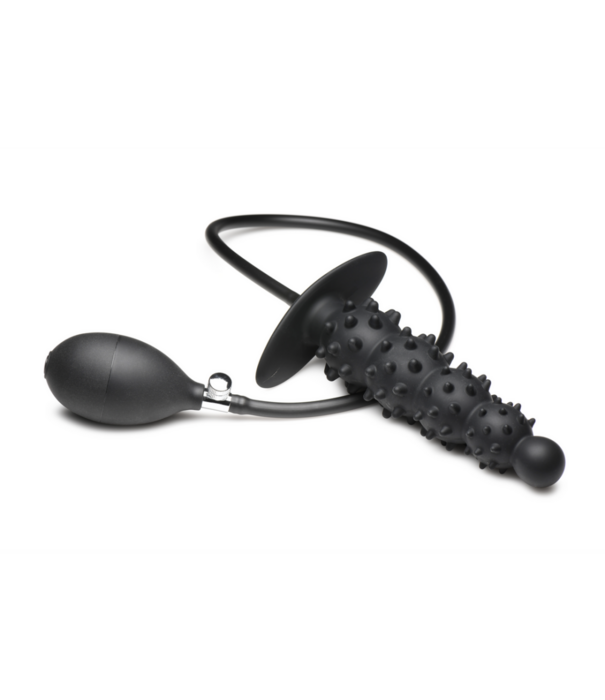 Ass Puffer - Nubbed Inflatable Silicone Anale Plug - Zwart