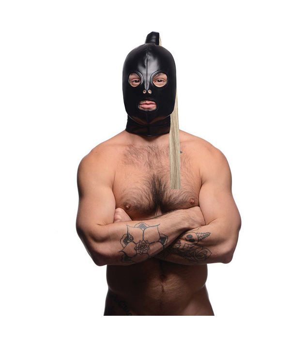 Bondagemasker met blonde paardenstaart