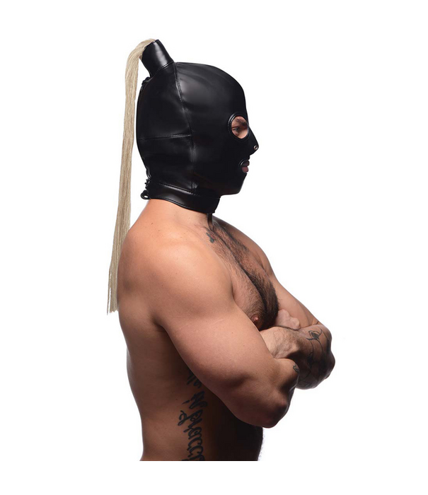 Bondagemasker met blonde paardenstaart
