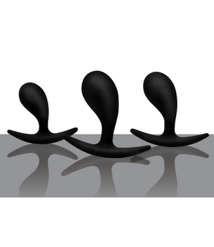 Dark Droplets - 3-delige Gebogen Anale Trainer Set - Zwart