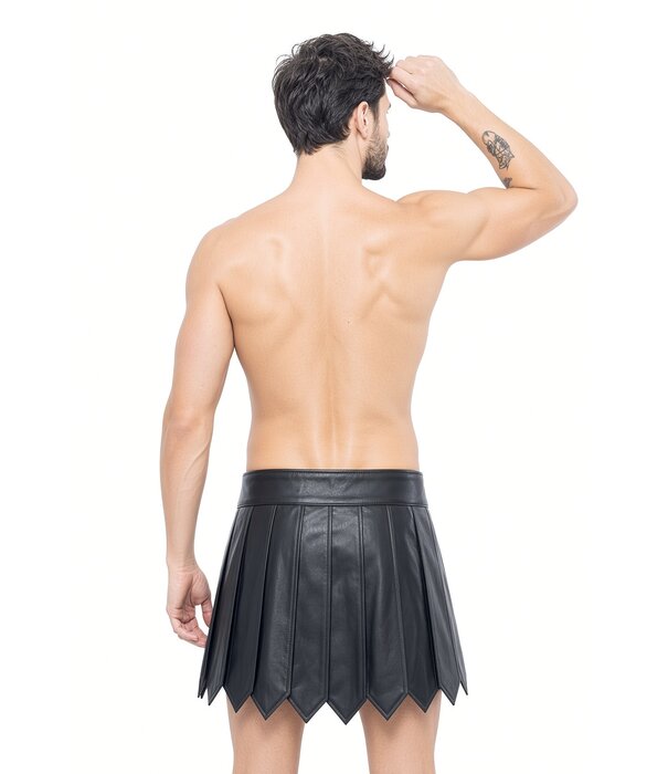 * Code8 by XXX COLLECTION Heren gladiatorrok zwart in lederlook met  panelen en drukknoopsluiting CE-6001