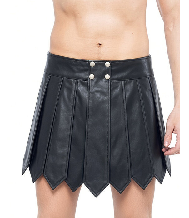 * Code8 by XXX COLLECTION Heren gladiatorrok zwart in lederlook met  panelen en drukknoopsluiting CE-6001