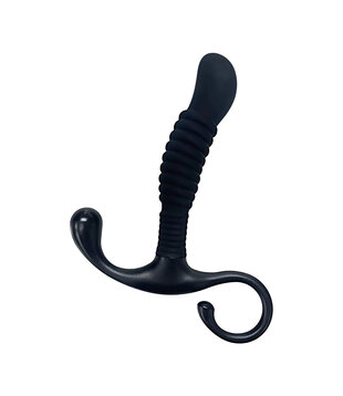 Ribbed Silicone Prostate Massager - Black