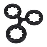 Silicone Triple Stamina Cockring with Metal Beads - Black