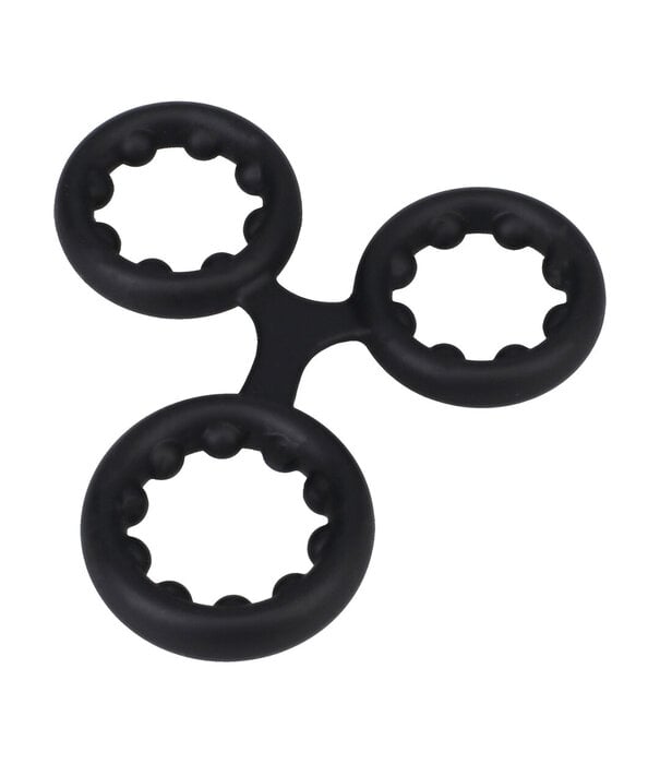 Doc Johnson Silicone Triple Stamina Cockring with Metal Beads - Black