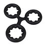 Silicone Triple Stamina Cockring with Metal Beads - Black