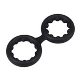 Silicone Double Stamina Cockring with Metal Beads - Black