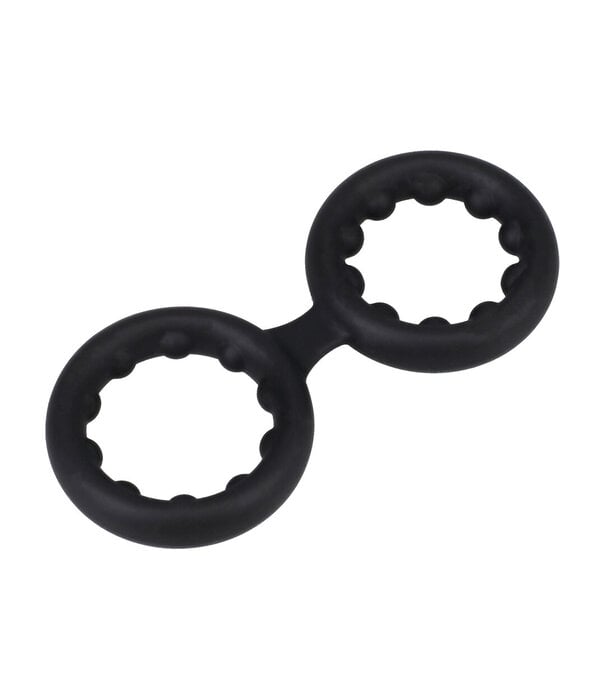 Doc Johnson Silicone Double Stamina Cockring with Metal Beads - Black