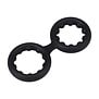 Silicone Double Stamina Cockring with Metal Beads - Black