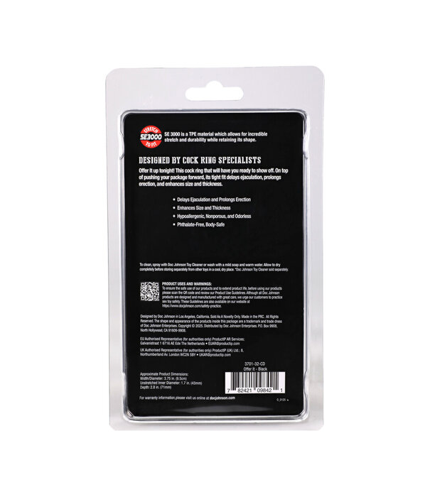 Doc Johnson Offer It - Silicone Cockring - Black