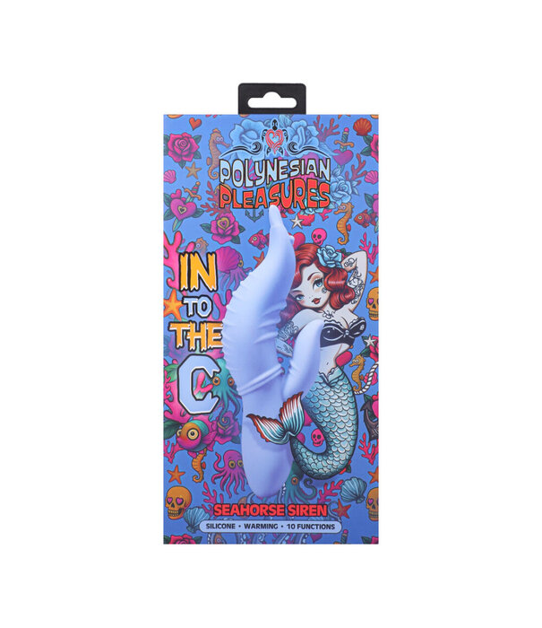 Doc Johnson Into The C - Seahorse Siren - Warming Waved Rabbit Vibrator - Maui Blue