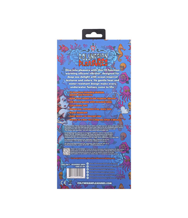 Doc Johnson Into The C - Seahorse Siren - Warming Waved Rabbit Vibrator - Maui Blue