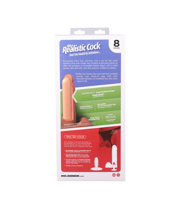 Doc Johnson Realistische Cock met Ballen - Verwijderbare Vac-U-Lock Zuignap - ULTRASKYN - 8 / 21 cm - Vanille