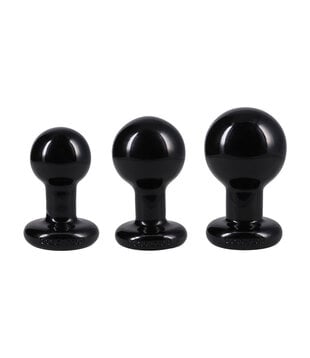 The Classic - Round Butt Plug - 3 Piece Set - Black