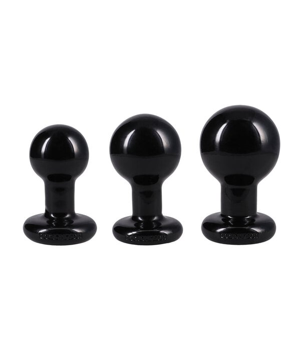 Doc Johnson The Classic - Round Butt Plug - 3 Piece Set - Black