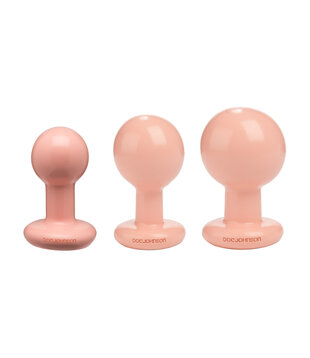 The Classic - Round Butt Plug - 3 Piece Set - Cream