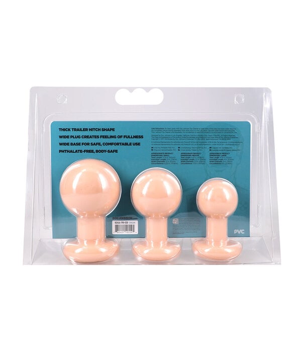 Doc Johnson The Classic - Round Butt Plug - 3 Piece Set - Cream