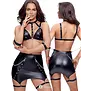 Cottelli BONDAGE strappy beha en jarretel minirok zwart met afneembare kettingen en handboeien CC2251531