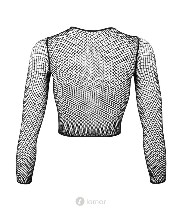 * COTTELLI  Fantasy by Cottelli transparant net shirt zwart met 3/4 mouwen CC2251574