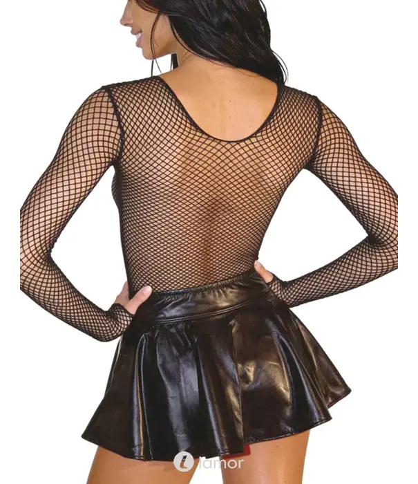 * COTTELLI  Fantasy by Cottelli transparant net shirt zwart met 3/4 mouwen CC2251574