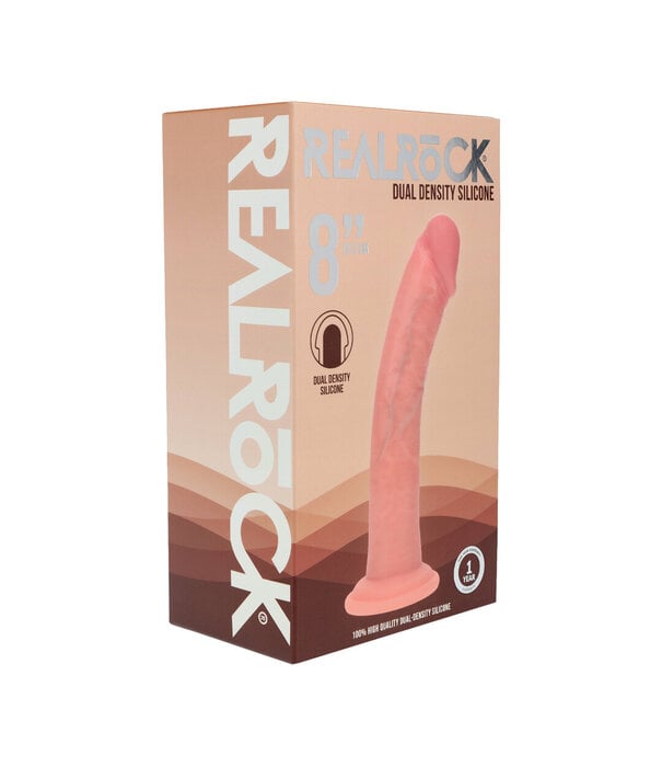 RealRock by Shots Dual Density Silicone Gebogen Realistische Dildo met Zuignap - 8 / 20,5 cm - Vlees