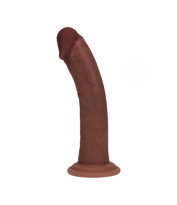 RealRock by Shots Dual Density Silicone Gebogen Realistische Dildo met Zuignap - 8 / 20,5 cm - Bruin