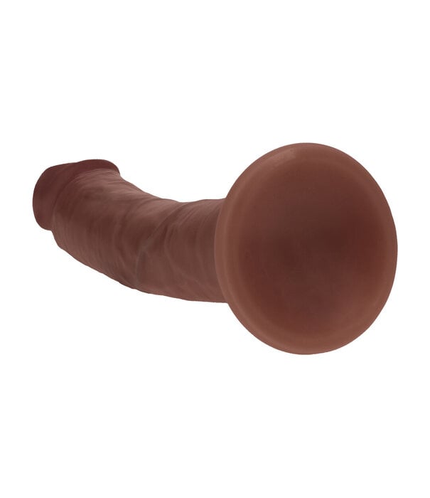 RealRock by Shots Dual Density Silicone Gebogen Realistische Dildo met Zuignap - 8 / 20,5 cm - Bruin