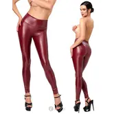 Noir Handmade DARK ROMANCE powerwetlook legging bordeaux met hoge taille en lange kruisrits NH-2720221