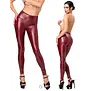 Noir Handmade DARK ROMANCE powerwetlook legging bordeaux met hoge taille en lange kruisrits NH-2720221