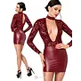 Noir Handmade DARK ROMANCE mini jurk bordeaux met powerwetlook, powernet flockprint en choker NH-2719606