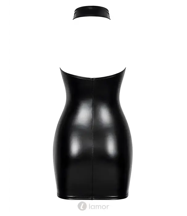 * NOIR handmade Noir Handmade DARK ROMANCE powerwetlook mini jurk zwart met transparante glittercups en 2-wegrits NH-2719614