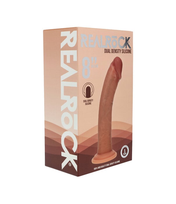 RealRock by Shots Dual Density Silicone Gebogen Realistische Dildo met Zuignap - 8 / 20,5 cm - Tan
