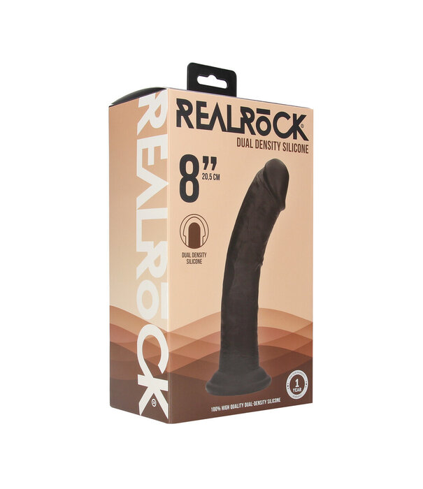 RealRock by Shots Dual Density Silicone Gebogen Realistische Dildo met Zuignap - 8 / 20,5 cm - Zwart