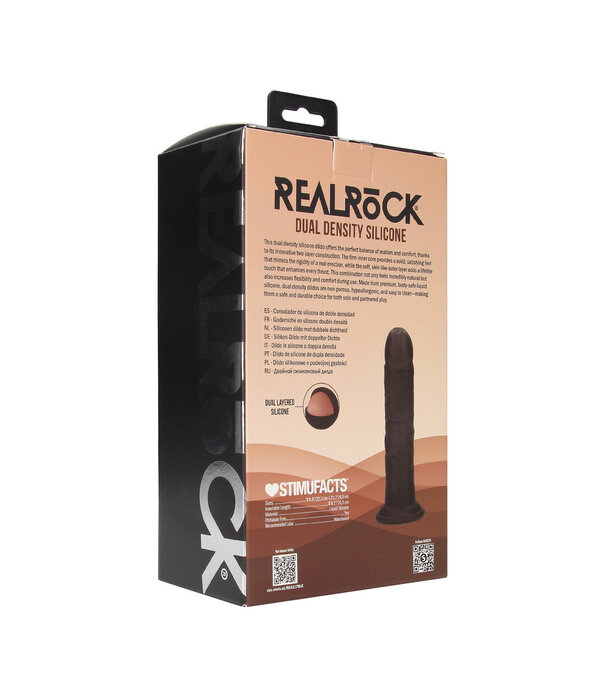 RealRock by Shots Dual Density Silicone Gebogen Realistische Dildo met Zuignap - 8 / 20,5 cm - Zwart