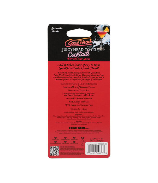 Doc Johnson Juicy Head - Cocktails - Dry Mouth Spray To-Go - Sex on the Beach - 0.3 fl oz / 9 ml
