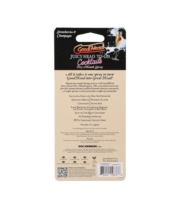 Doc Johnson Juicy Head - Cocktails - Droge Mond Spray To-Go - Aardbeien en Champagne - 0,3 fl oz / 9 ml