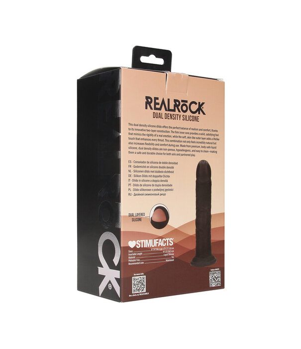 RealRock by Shots Dual Density Silicone Gebogen Realistische Dildo met Zuignap - 7 / 18,5 cm - Zwart