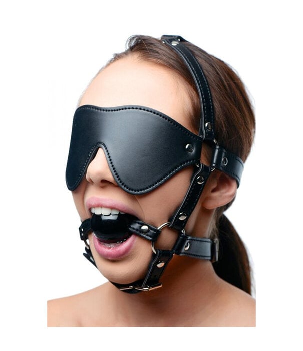 Oogmasker met Ballgag Harness