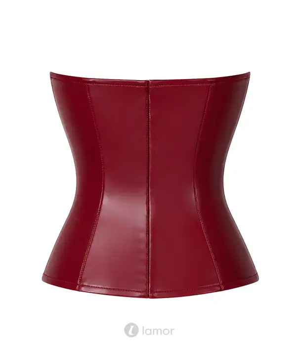 * NOIR handmade Noir Handmade Bordeaux Affair powerwetlook corset bordeauxrood met baleinen