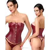 Noir Handmade Bordeaux Affair powerwetlook corset bordeauxrood met baleinen