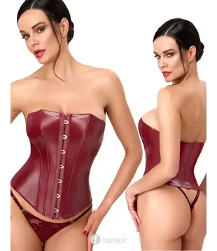 Wetlook corset bordeauxrood, F398