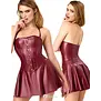Noir Handmade Dark Romance powerwetlook corset mini jurk bordeauxrood met uitlopende rok